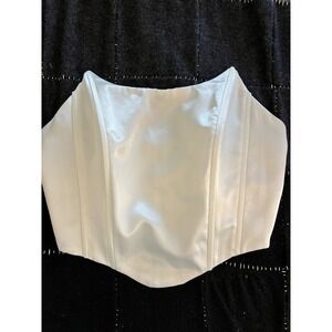 SHEIN White Satin Corset Top Bustier Zip Closure XS
